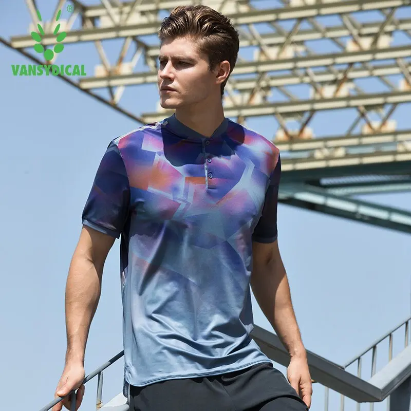 Vansydical спортивные топы мужские футболки поло для гольфа с принтом короткий рукав быстросохнущая верхняя одежда для пробежки тренировки тенниса фитнеса спортивная одежда
