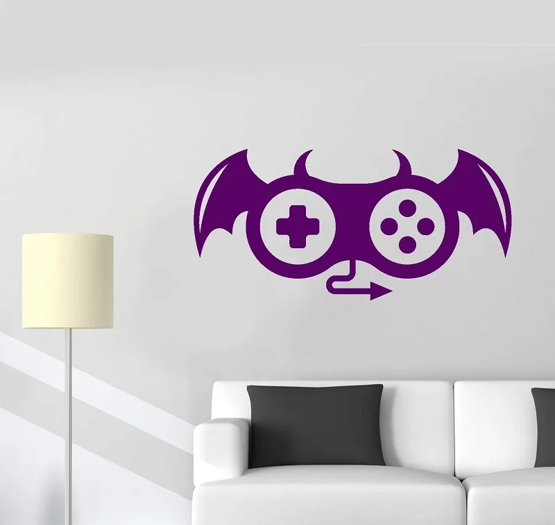 

Vinyl Wall Decal Video Game Joystick Devil Gamer Room Stickers game hall, internet cafe fashion decorative wall sticker YX23
