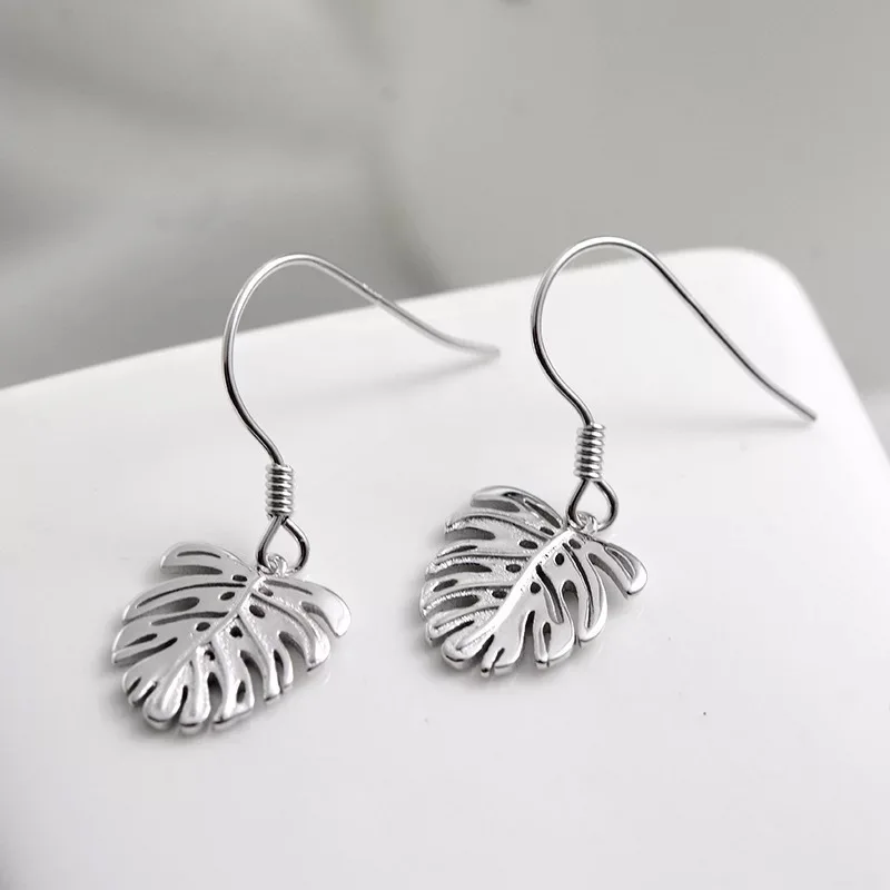 

Korean Sweet 925 Sterling Silver Leaf Earrings For Women Girls Romantic Earrings Party Jewelry Pendientes Brincos