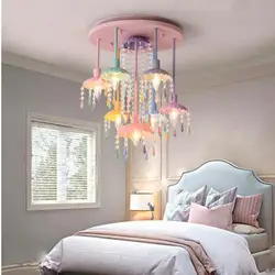 L креативная простая лампа для спальни Американская девочка принцесса детская комната освещение скандинавские теплые Хрустальные