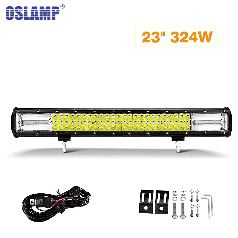 

Oslamp LED Work Light 23inch 324W 3 Row Car Light Bar Combo Beam Offroad Led Work 12v 24v Led Bar Driving Lamp Truck SUV ATV 4x4