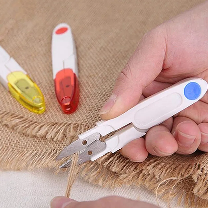 Портативные ножницы для пряжи с защитной крышкой пластиковые ручки инструмент