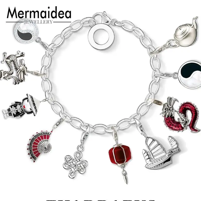 

Chinese Symbol Pendant Charms European Style Fashion Charm Bracelet 925 Sterling Silver Small Fit Bracelets Necklace Club
