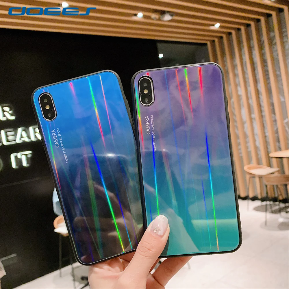 

For Xiaomi Redmi Note 7 Case Covers Cool Tempered Glass Silicone Edge Phone Case For Xiaomi Mi 8 Mi 9 Cover Fashion Luxury Laser