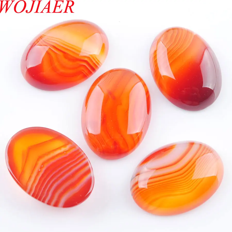 

WOJIAER Natural Agates Gem Stones Oval Cabochon CAB No Drill Hole 18x25x7mm Jewelry Making 5PCS PU3214