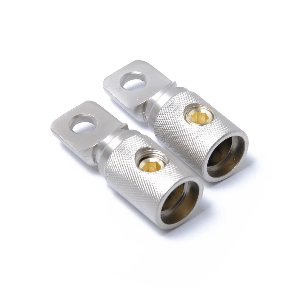 

2 PCS Nickel Plated Power Ring Terminal 1/0GA Gauge Joiner Barrel Set Screw