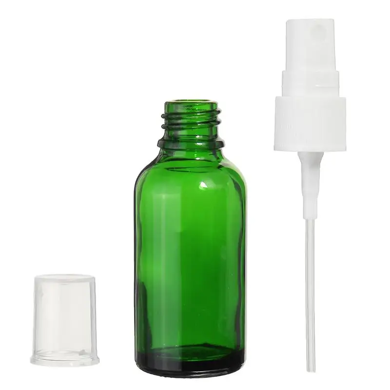 Новинка 15 мл 30 мл 50 мл стеклянная бутылка-спрей зеленый распылитель многоразовые Флаконы флакон с белой крышкой для эфирного масла парфюмерная косметика