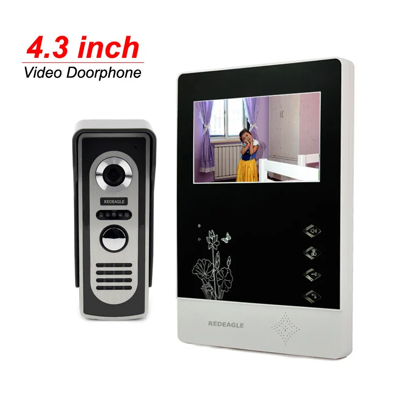 

4-Wire Home Video Door Phone Doorbell Intercom System with 4.3 inch Mini LCD Monitor and 700TVL Night Vision outdoor Camera
