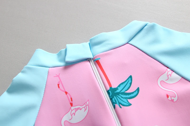 Одежда для купания; одежда для купания с длинными рукавами для девочек; детская одежда для купания с защитой от УФ-лучей; пляжный купальник с рисунком Фламинго; купальный костюм для девочек