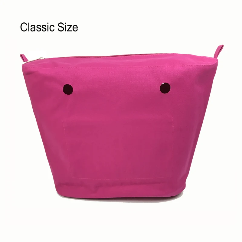 Classic Mini Size waterproof Solid Canvas Insert Inner Lining Insert Zipper Pocket for Obag O Bag handbag Silicone bag