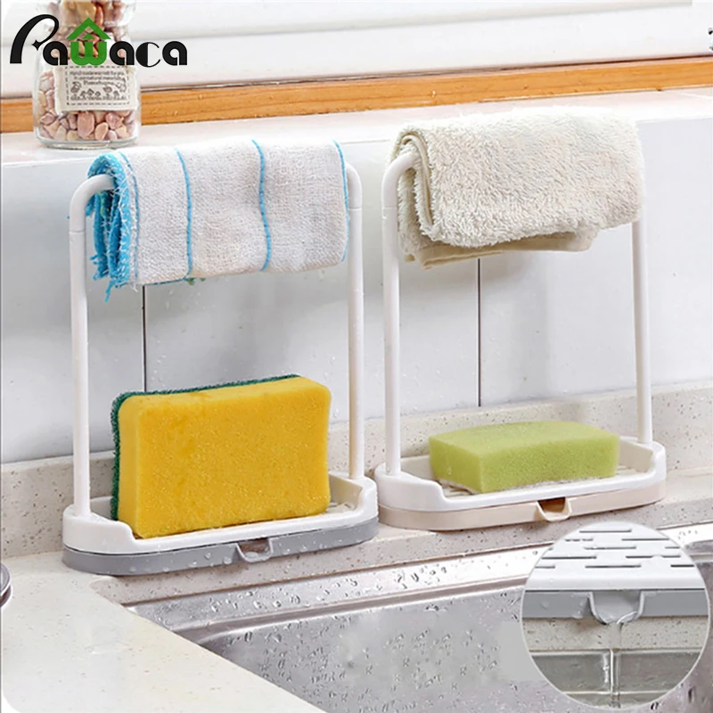

Towel Sponge Storage Drain Rack Rag Dishcloth Hanging Rack Bathroom Soap Holder Sink Desktop Organizer Kitchen Storage Holder
