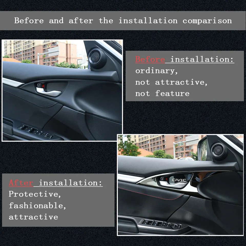 Задний Авто Стайлинг модифицированные наклейки из нержавеющей стали для Honda Civic 10th внутренняя дверная ручка Чехлы аксессуары
