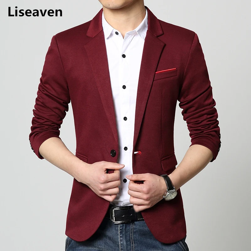 

Liseaven Men Blazer New Fashion Brand High Quality Cotton Slim Fit Men Suit Masculino Blazers Men