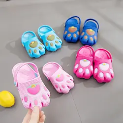 Детская обувь летние детские милые садовые туфли мультфильм кошка в форме лапки закрытый носок сандалии детские пляжные Тапочки