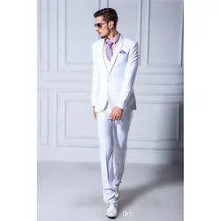 2018 итальянский костюм Homme Белый Slim Fit Свадебные костюмы для мужчин Куртки + Штаны + жилет 3 шт. жениха для мужские masculino костюм