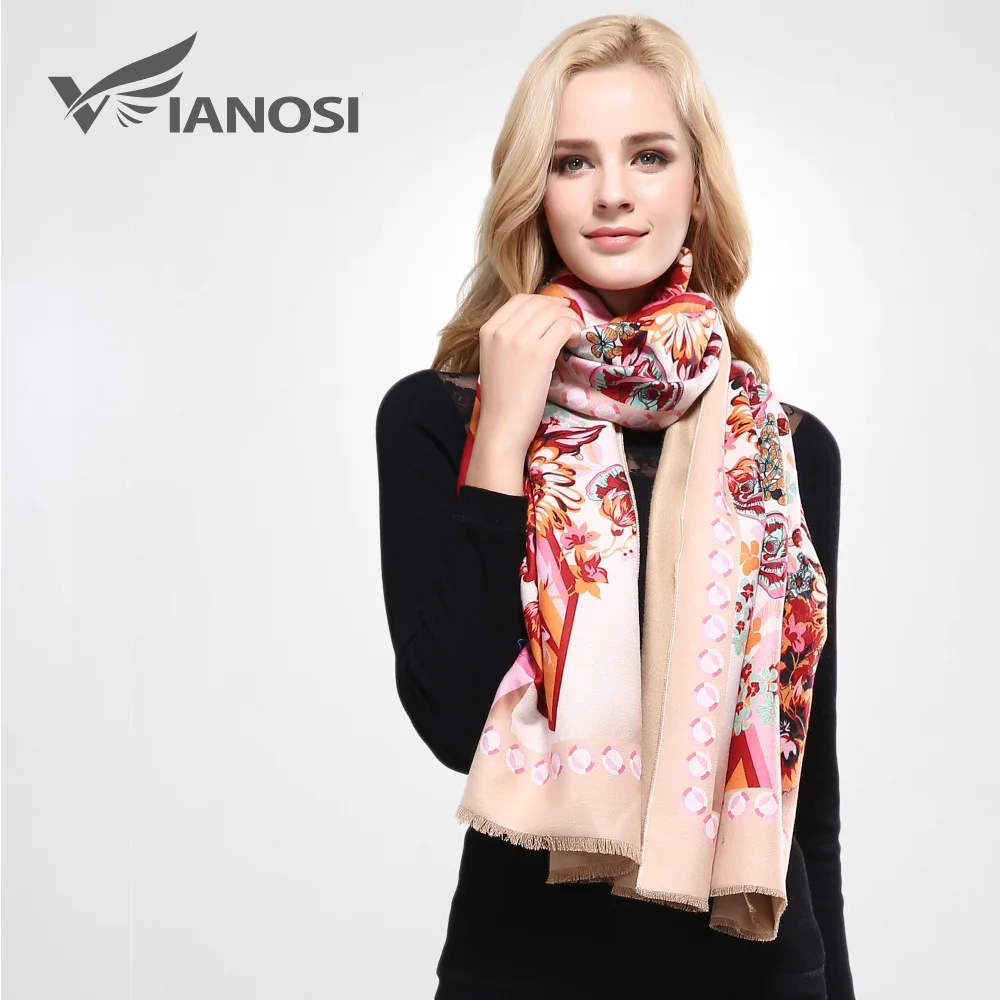 [VIANOSI] Sale Brand Winter Floral Scarf Women Wool Bufandas Warm Cashmere Winter Shawls and Scarves Woman RE051