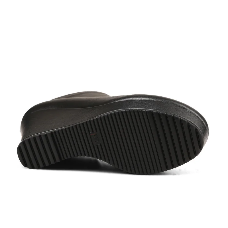 Tacón Redonda ms Niupi Mano Las De Cuero Mujeres Punta Señoras Salu A Zapatos Rojo Cuñas Genuino Hecha Botas Botines Cremallera Alto Cortas Negro qHOxnTw