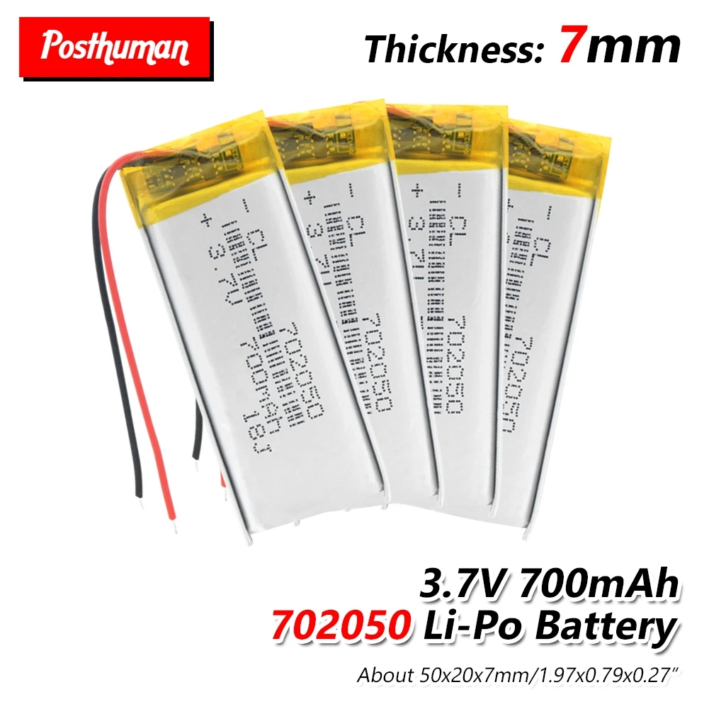 

702050 3.7V 700mAh Lithium Polymer LiPo Rechargeable Li-ion Battery For Mp3 MP4 MP5 GPS headphone DVD E-book bluetooth camera