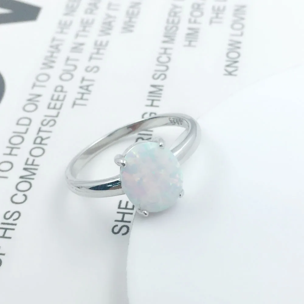 Женские 925 пробы серебряные роскошные овальные белые розовые кольца с Синим Опалом подарки на юбилей женские кольца на палец Размер 6 7 8(Lam Hub Fong