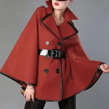 LANMREM, весна, Женское шерстяное пальто с рукавами летучая мышь, поясом, эполетом, отложным воротником, двубортный плащ, одежда BC697