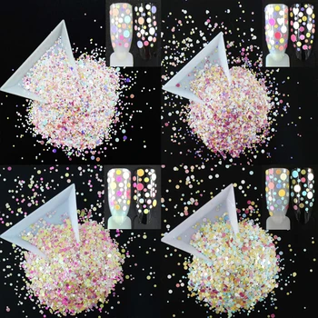

30g/pack, 12 Choices! Mix Sizes Rounds Shapes Iridescent Sequins, Candy Colors Shining Slices 3D Nail Art Glitters Paillettes