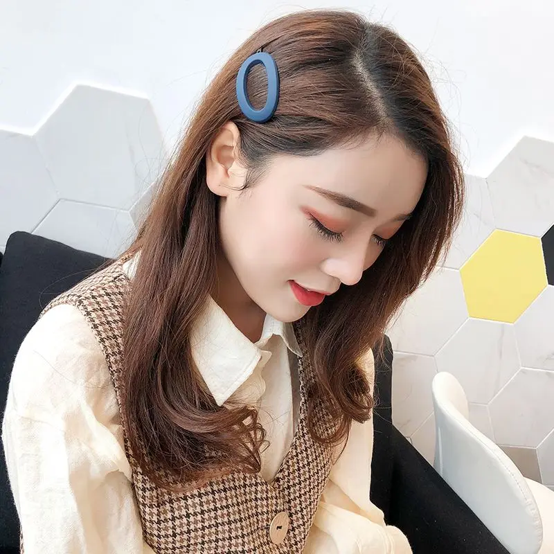 Корейская мода сплошной цвет скраб смоляные заколки для волос геометрические полые овальные волнистые заколки для волос аксессуары для женщин