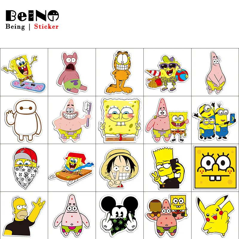

Spongebob Cartoon Sticker Mickey Tom Jerry Mouse Waterproof Suitcase DIY Laptop Guitar Luggage Skateboard Toy Lovely Stickers 48