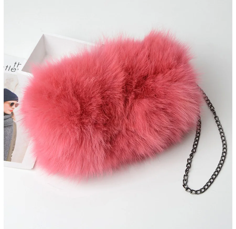 ZDFURS* Роскошный натуральный мех сумки женские красочные Лисий мех сумка женская зимняя плюшевая цепь клатч конверт сумка