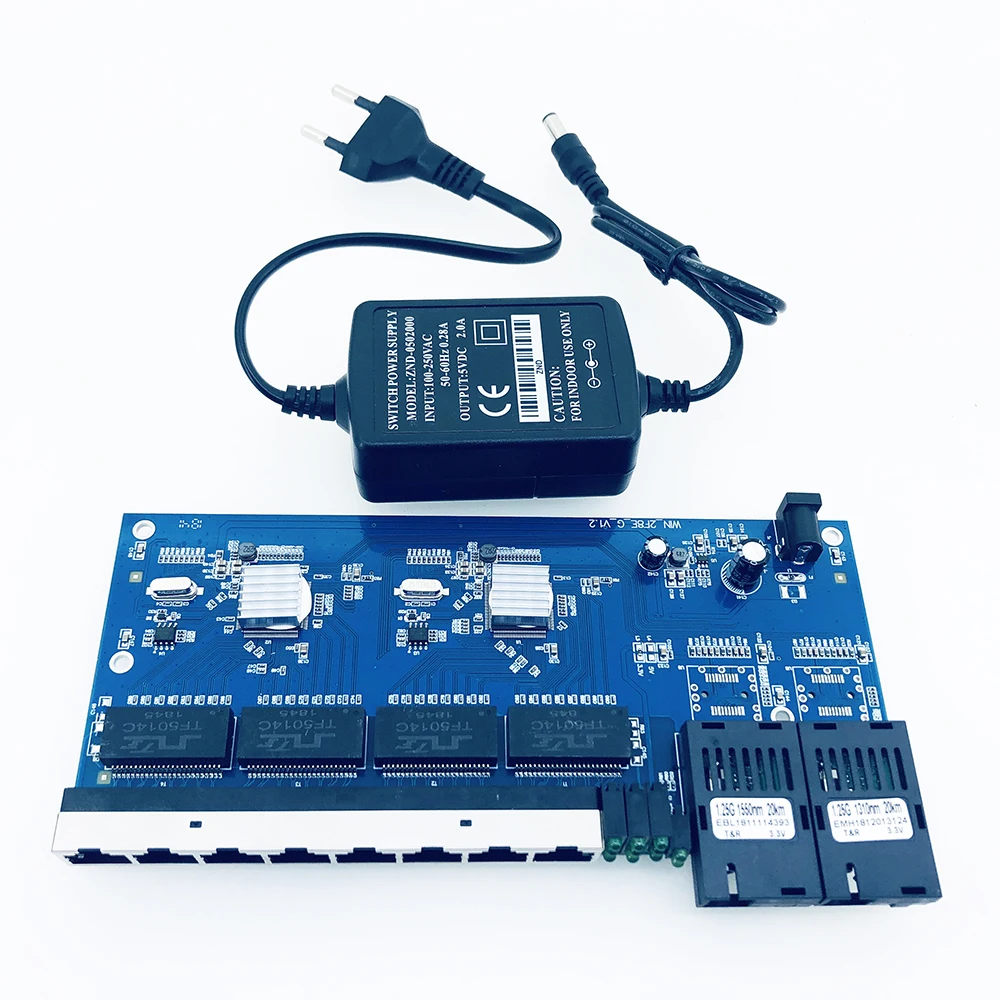 1 шт. гигабитное волокно SC порт 8*10/100/1000 Мбит/с RJ45 Ethernet волоконный коммутатор