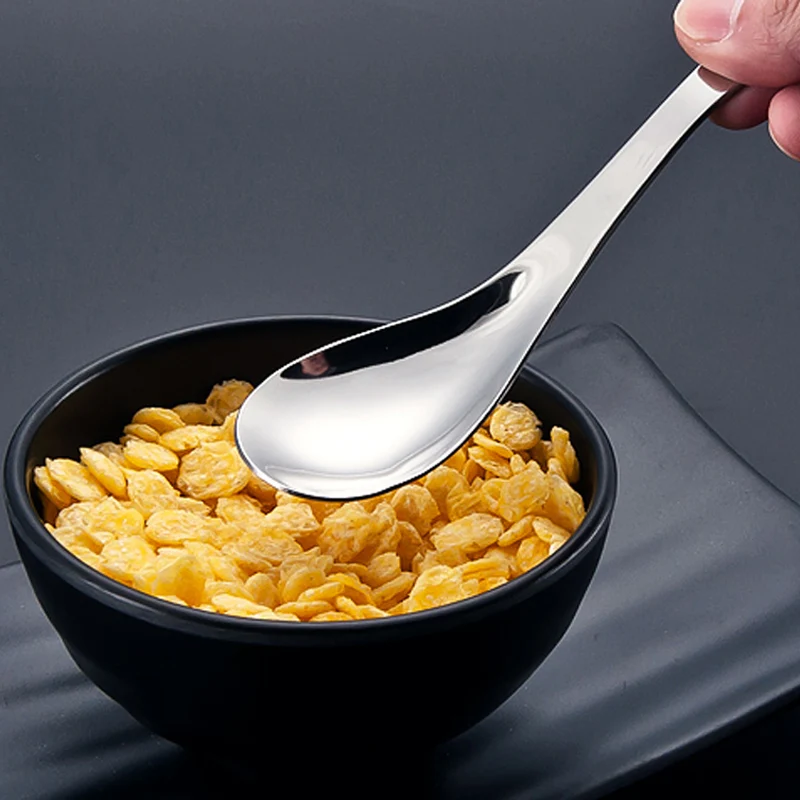 1pc Highly Quality 304 Stainless Steel Spoon 3 Sizes Large Rice Soup Spoon Kids Ice Cream Dessert Spoon Kitchen Dinner Tableware (8)