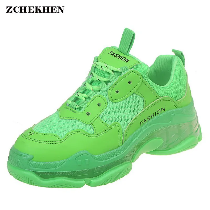 

Unisex Women Hombre Casual Green Shoes Spring Summer Breathable Mesh Dad Sneakers Light High Top Women's Shoes Tenis Feminino