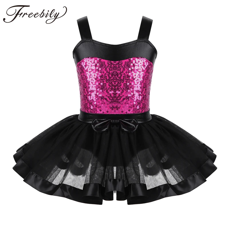 Freebily Girls Kids Sequined Ballet Dance Dress Tutu Skirt Gymnastic Leotard Ballerina Dancewear Costumes