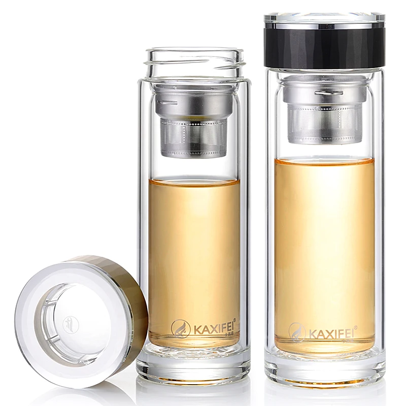 

400ml BPA Free High Temperature Resistant Double Wall Water Bottle With Tea Filter Infuser Bottle Creative Gift