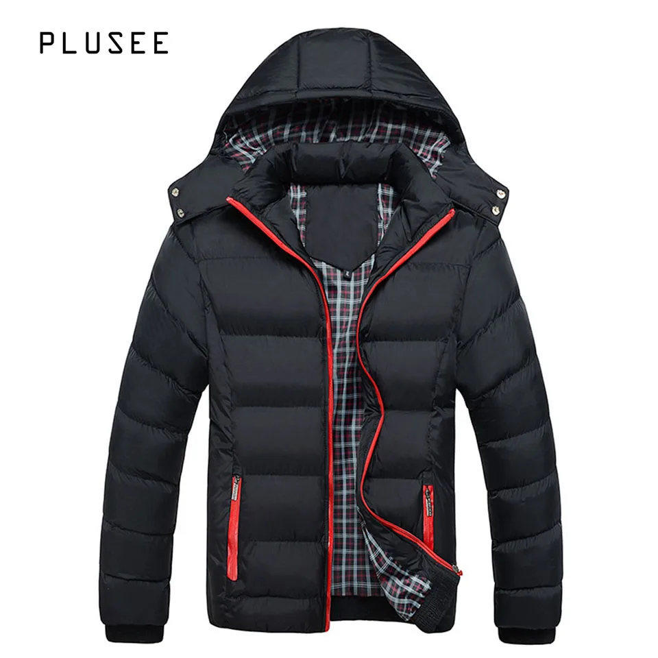 Plusee hooded parka font b men b font winter jacket casual font b men s b