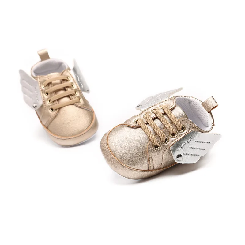 Золотая детская обувь Крылья Ангела из искусственной кожи для мальчиков и девочек обувь для новорожденных мягкая подошва обувь для малышей 0-18 месяцев. CX71C