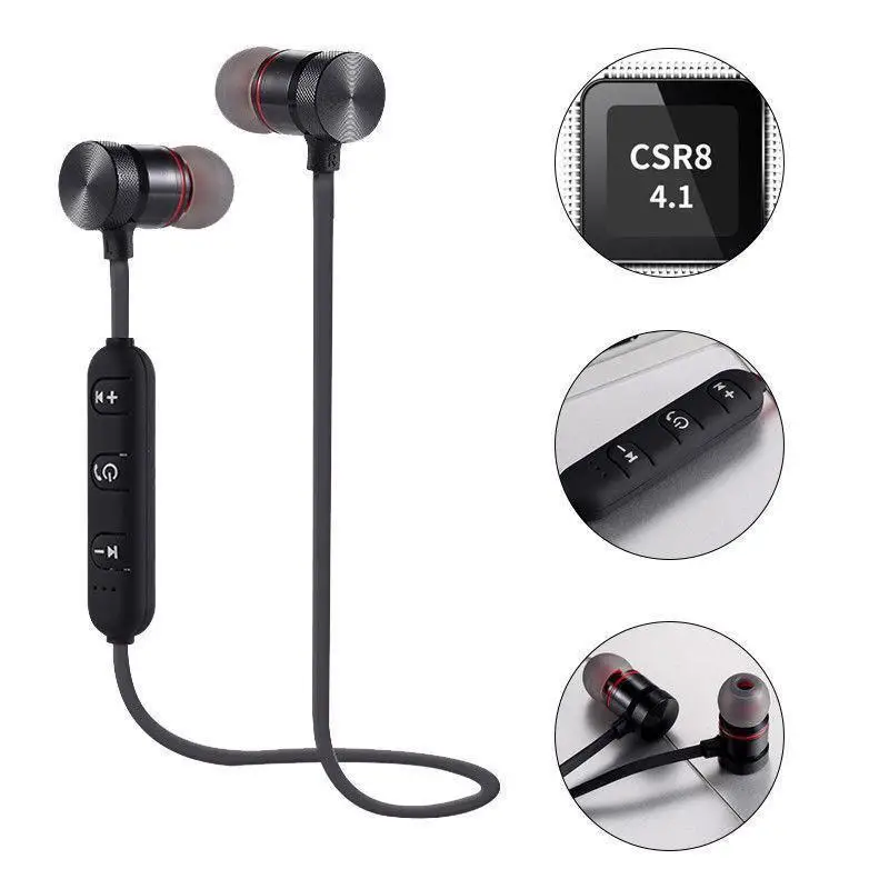Sports Bluetooth Metal Earphone Wireless In ear Earbud Stereo