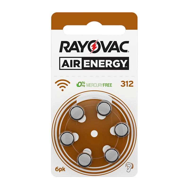 60 шт. батареи Rayovac Air Energy для слухового аппарата 312 13 10 675 PR41 U батарея слуховых