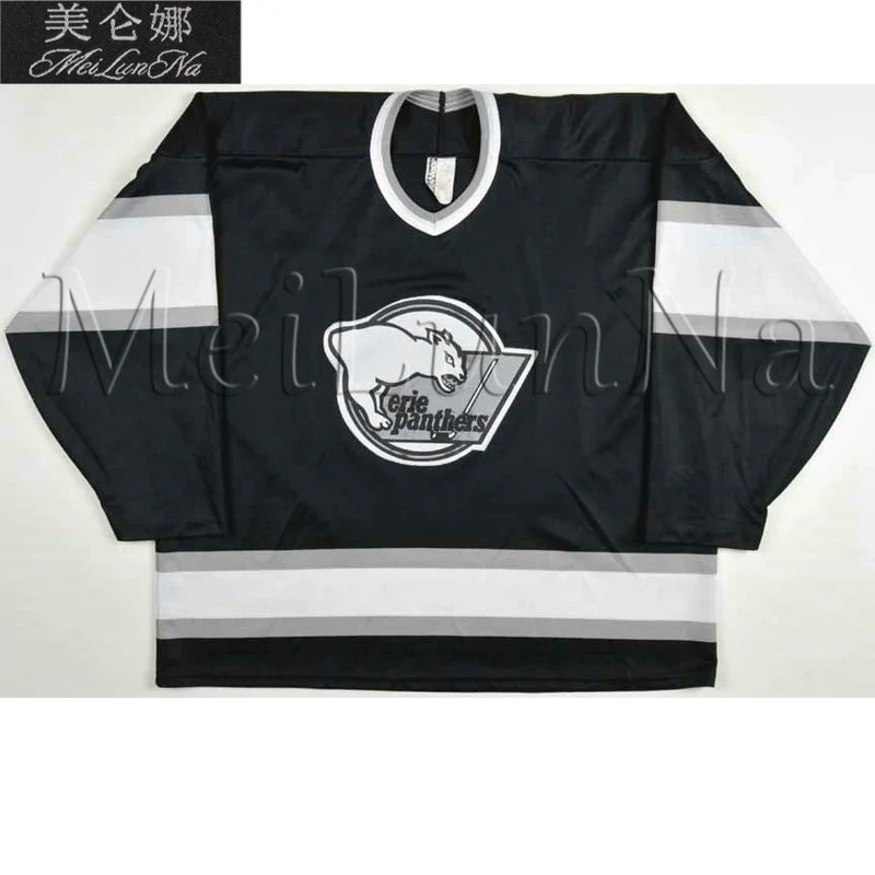 

MeiLunNa Custom ECHL Erie Panthers Hockey Jerseys Peter Buckeridge Daryl Harpe Ryan Kummu Zawatsky Sewn On Any Name NO.Size