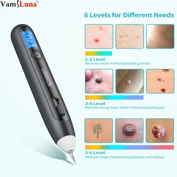 

Plasma Pen Facial Mole Dark Spots Skin Tag Wart Removal Skin Rejuvanation LCD Display 6 Level Treaments Wireless Charging