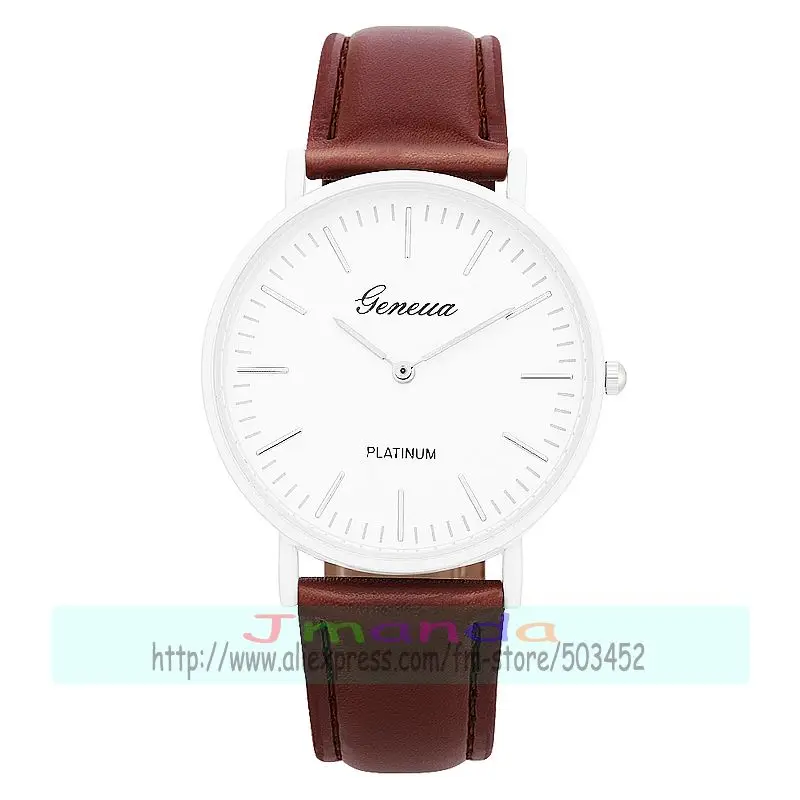 100 шт/лот 8592 geneva брендовые белые кожаные кварцевые часы повседневные эксклюзивные наручные часы для женщин и мужчин оптом
