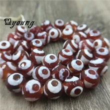 Faceted Round Vintage Crackle Evil Eye Agates Tibetan Beads,White&Brown Antique Prayer Mala Stone Beads MY1529 football stripe natural tibetan dzi agates beads round faceted three evil eyes tribal ethnic beads my1530