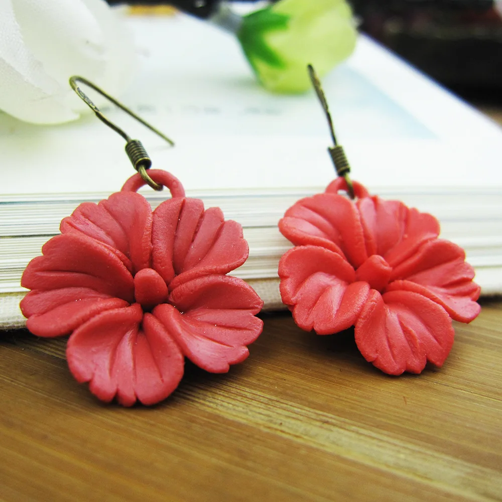

KL353 Simple Color Handwork Flower Drop Earrings For Women Vintage Earrings Brincos Oorbellen Pendientes