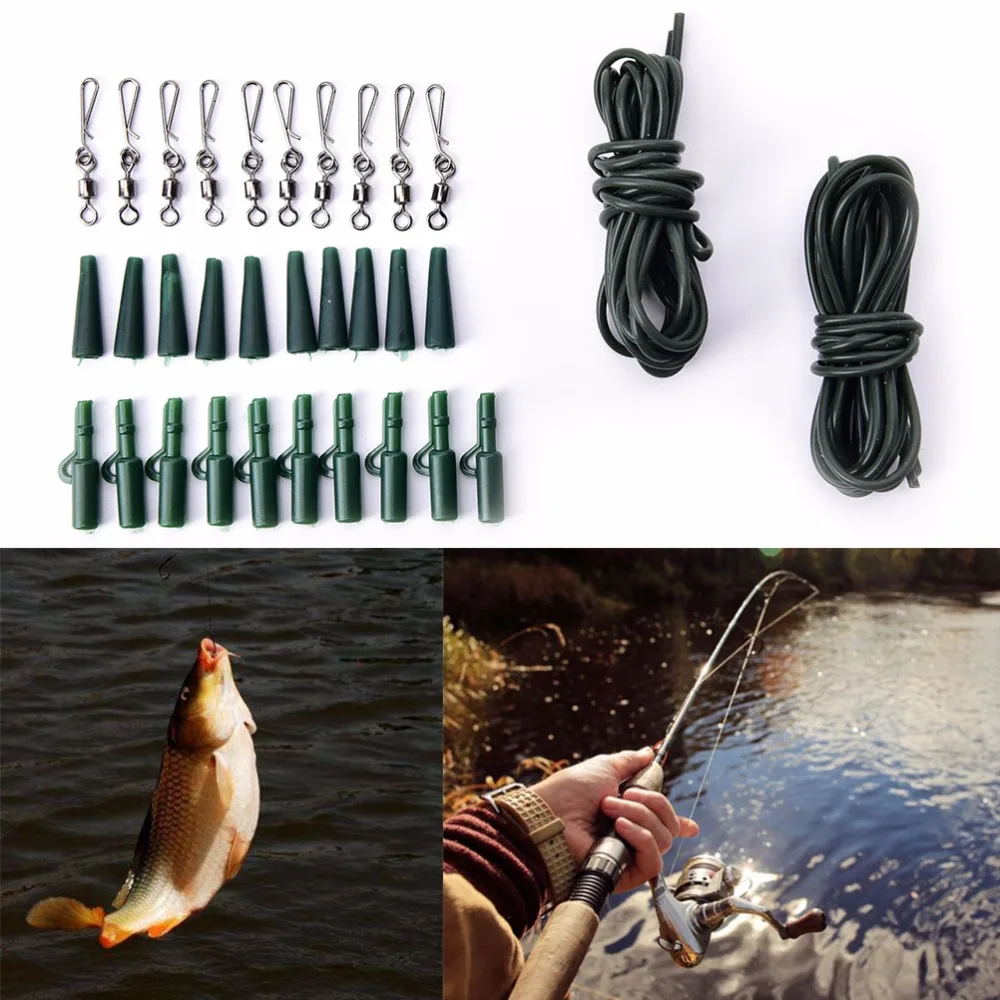 32pc Quick change swivels carp safety lead weights clips fishing tackle ...