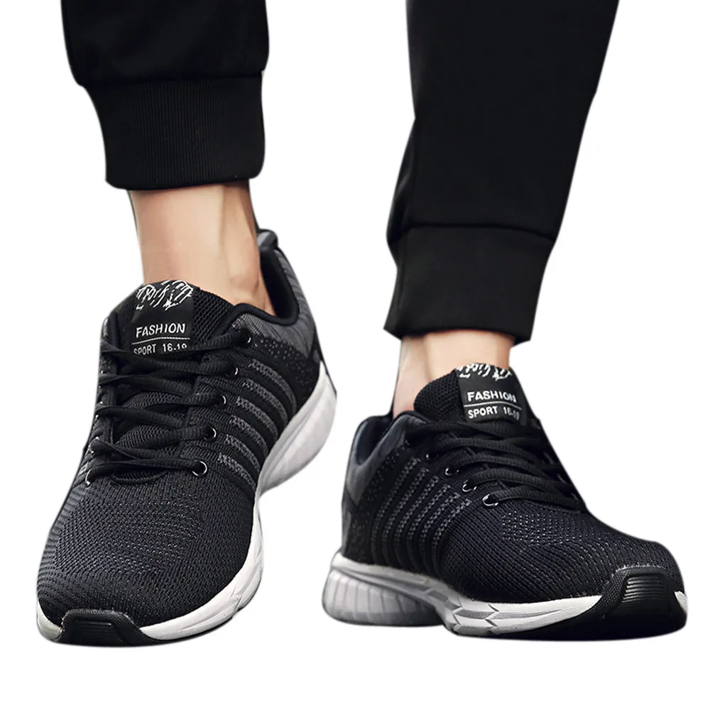 

ISHOWTIENDA Sneakers Sports Shoes Breathable Lace-Up Rubber Stability Running Shoes Men Outdoor Sport Casual Gym Running Shoe