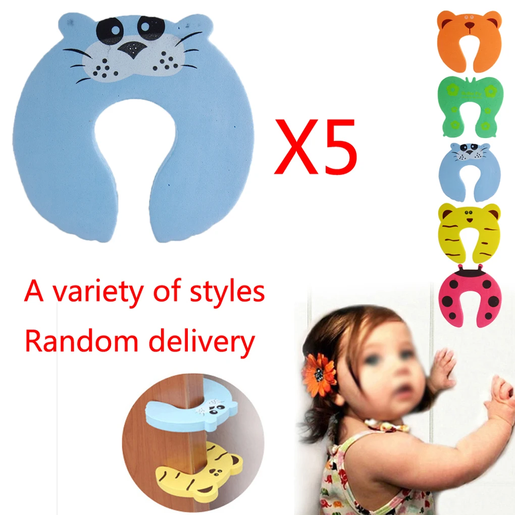 5pcs/lot Baby Safety Door Stop Finger Pinch Safety Guard Cartoon Kids Safety Helper Door Guard Lock Finger Protect Random Color