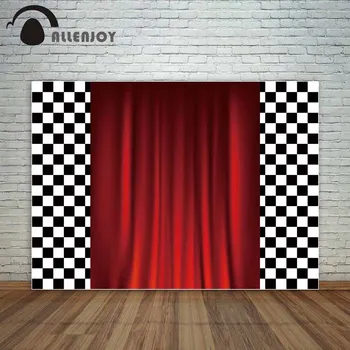 

Allenjoy camera photography for studio black white lattice red party Racing flag photo studio backdrop new arrivals photography