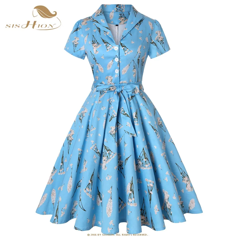 blue and white vintage dress