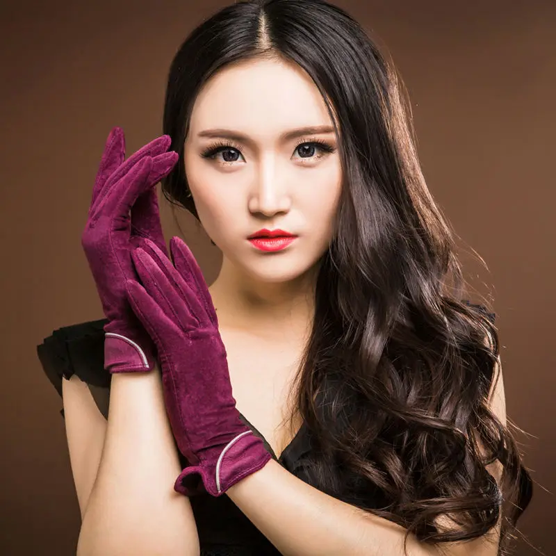 Модные 10 цветов женские перчатки из натуральной замши зимние теплые флисовые женские перчатки для вождения Женские повседневные перчатки Фирменное Качество
