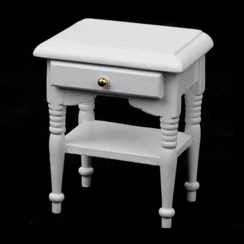 

Best Sale 1/12 2x doll bed cabinet miniature models furniture home decoration white wood