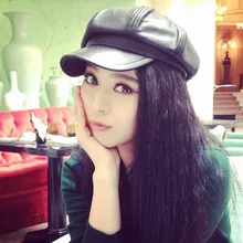 Милые Женские Британские козырьки Кожаная Шапка восьмиугольный берет без кожи модная шапка 1 шт./партия